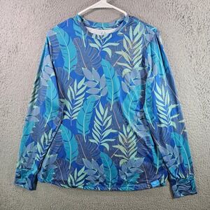 Real Tree Fishing Tropical Leaf Print Long Sleeve Shirt Women's XL